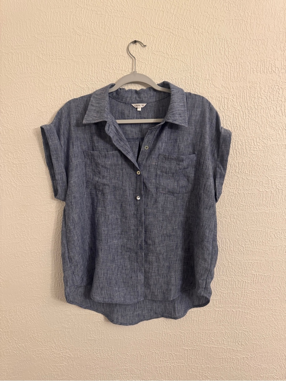 Cavalini Navy Button-Down Short Sleeve Shirt